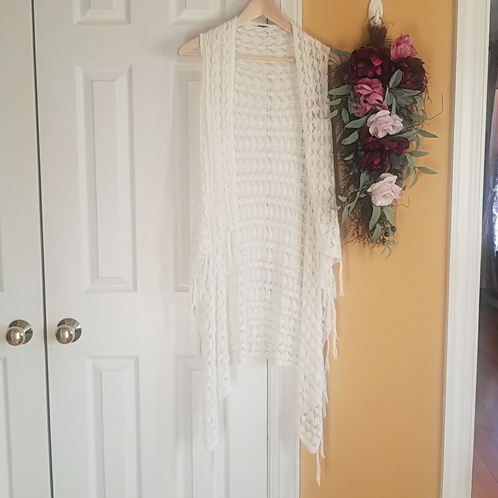 White frilly cardigan